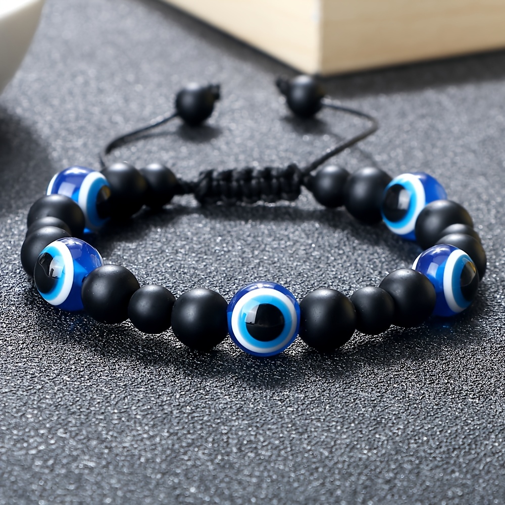 Devil'S Eye Bracelet Natural Stone Adjustable Bangle Vintage Style